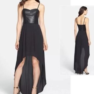 BCBGMaxAzria Black High Low Faux Leather Dress